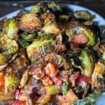 Caramelized Brussels Sprouts - Caramelized brussels sprouts with thick-cut bacon and tossed in sweet & spicy bacon jam